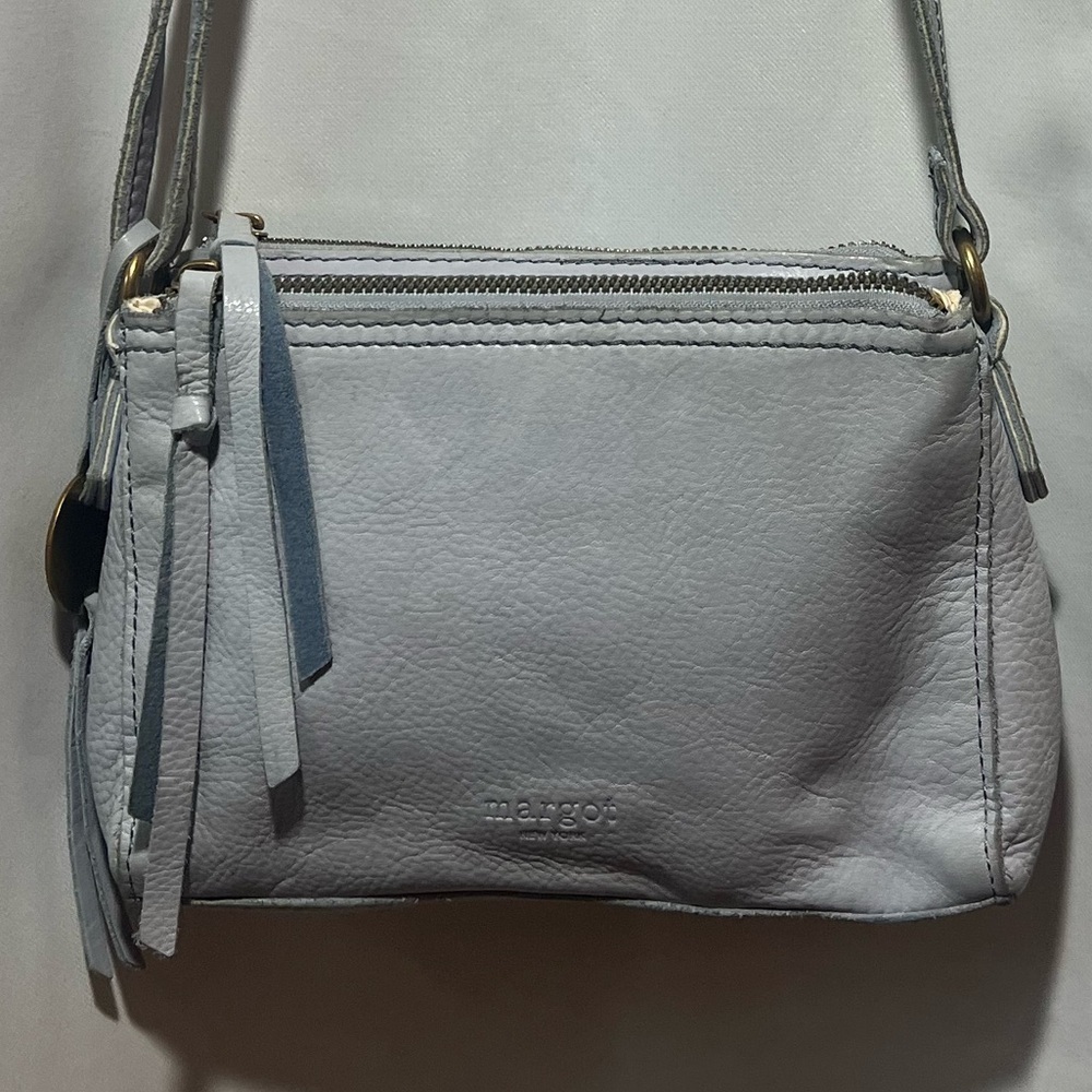 Margot Light Gray Leather Crossbody Bag